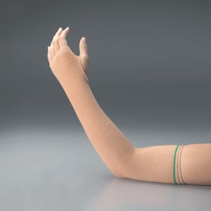 TIDI Products elbow and heel skin sleeve on mannequin arm  