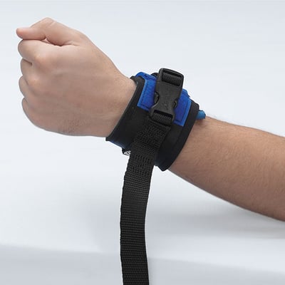 Twice As Tough Restraint Cuffs Wrist Quick Release Attachment Straps in use on wrist