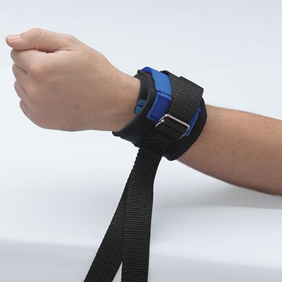 Twice As Tough Restraint Cuffs Wrist Quick Release Attachment Straps in use on wrist