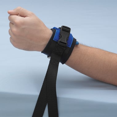 Twice As Tough Restraint Cuffs Wrist Quick Release Attachment Straps in use on wrist